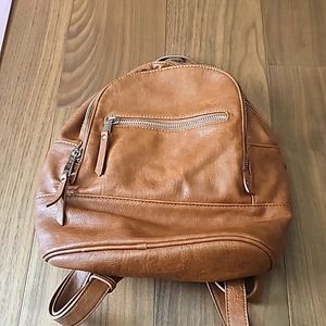 Brown Faux Leather Backpack